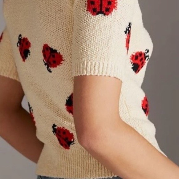 Maeve by Anthropologie Cream Ladybug Turtleneck Sweater XS - Picture 12 of 15
